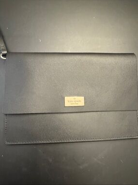 kate spade Black Leather Wristlet with Gold Plaque